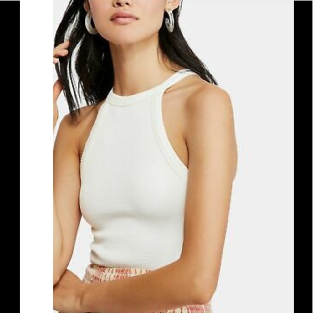 FREE PEOPLE Womens  Ivory Sleeveless Halter Crop